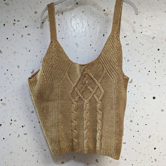 Kika Vargas Tank 2X Gold Cable Knit Tank - Picture 7 of 11